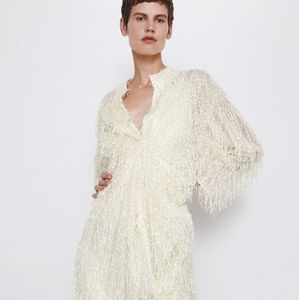 Zara | fringe textured dress